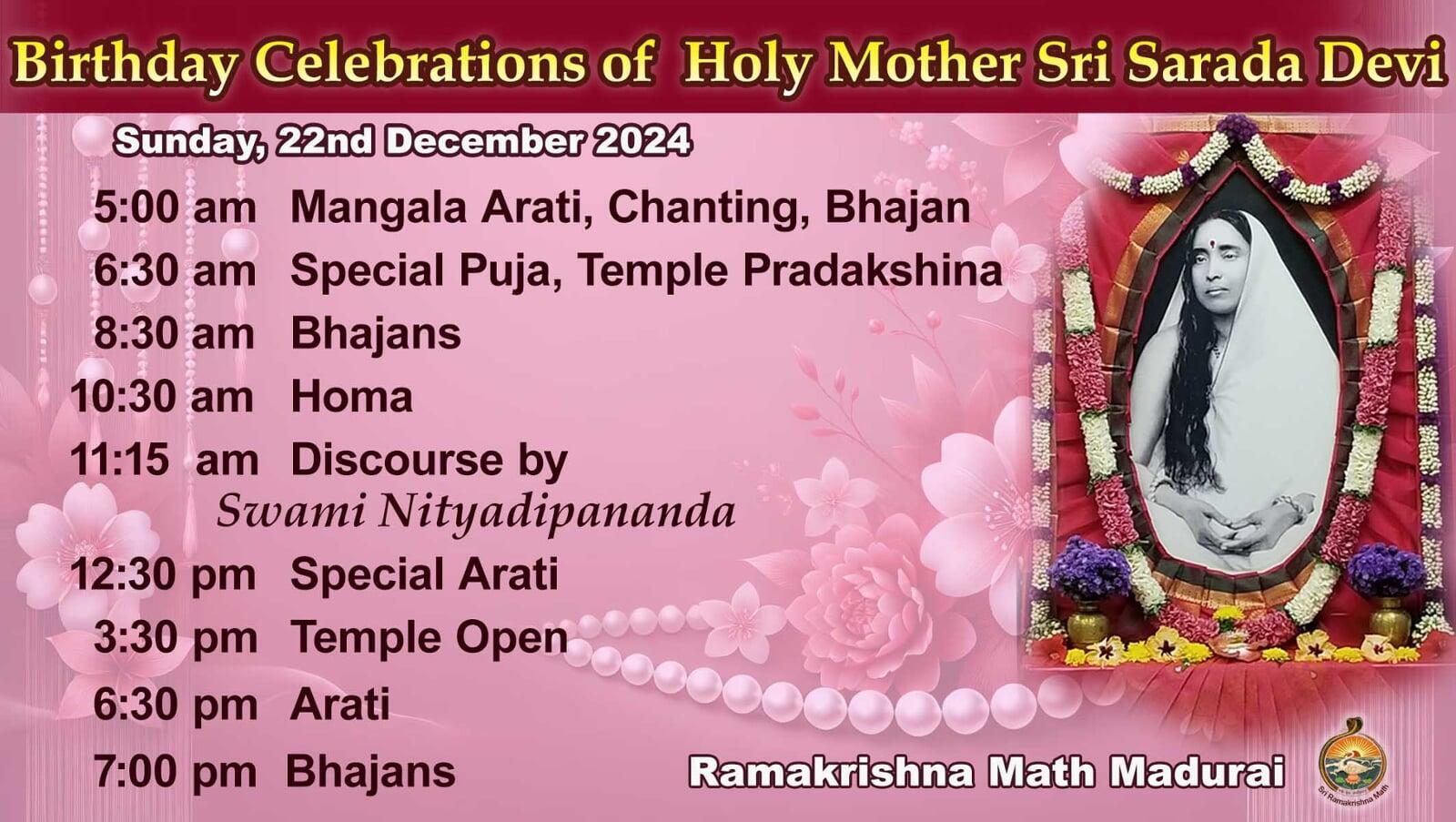 Holy Mother Sri Sarada Devi Jayanti Programme